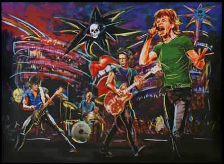 Skulls on stage by Ronnie Wood